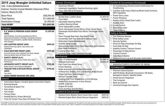 used 2019 Jeep Wrangler Unlimited car, priced at $18,995