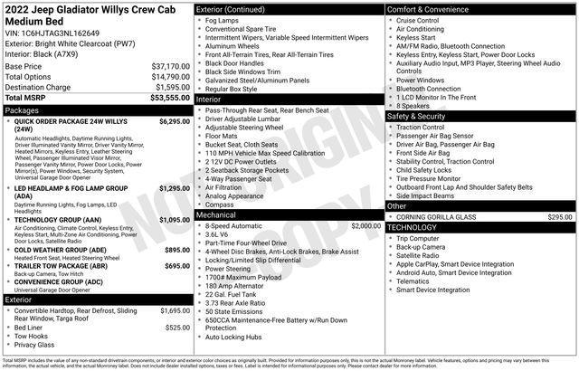 used 2022 Jeep Gladiator car, priced at $27,793