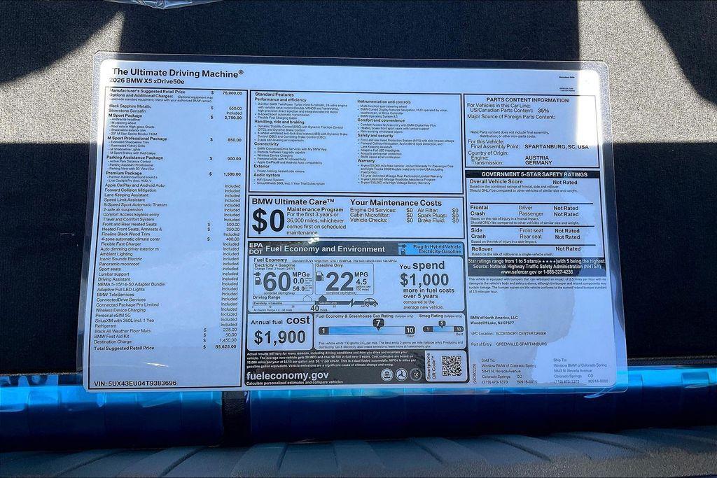 new 2026 BMW X5 PHEV car, priced at $85,625