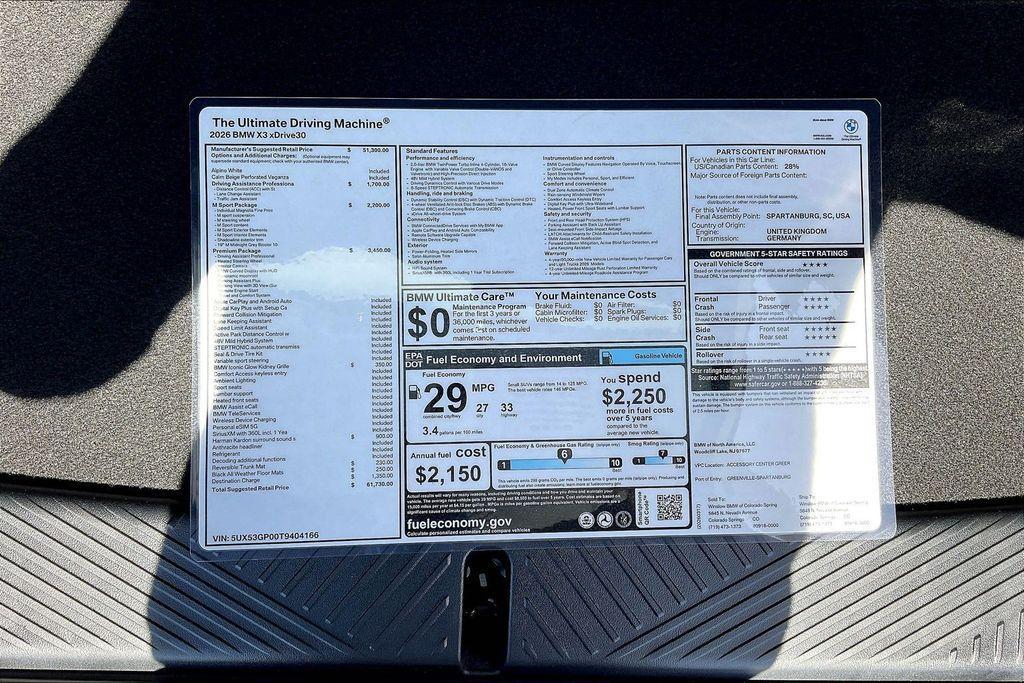 new 2026 BMW X3 car, priced at $61,730