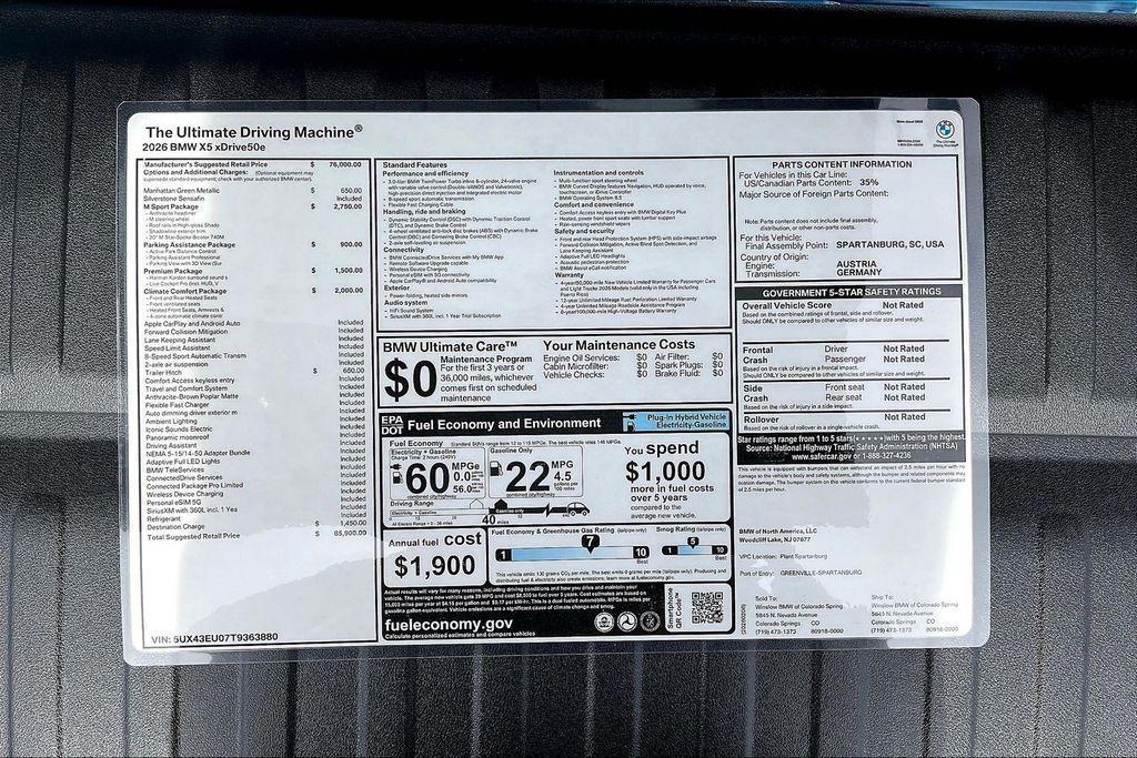 new 2026 BMW X5 PHEV car, priced at $85,900