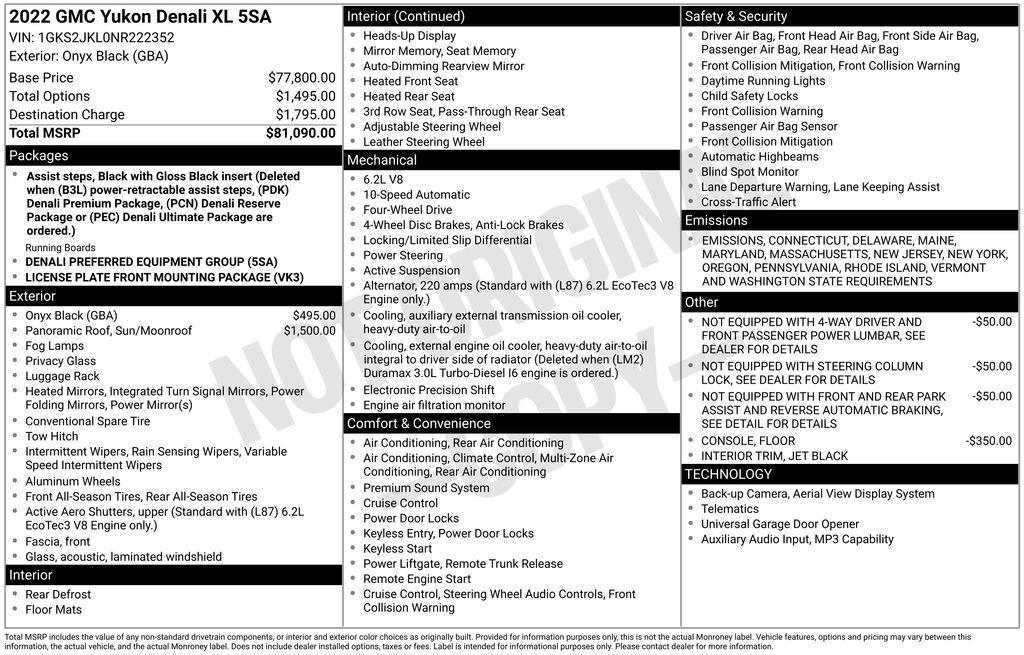 used 2022 GMC Yukon XL car, priced at $63,000