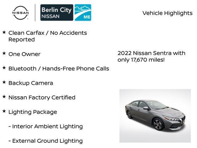 used 2022 Nissan Sentra car, priced at $17,684