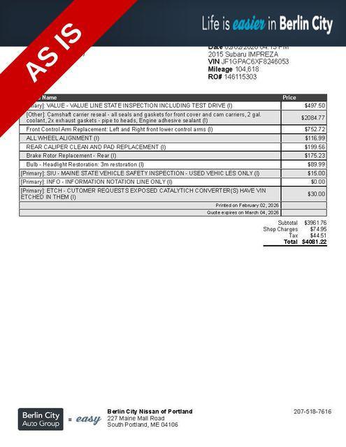 used 2015 Subaru Impreza car, priced at $5,500