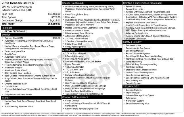 used 2023 Genesis G80 car, priced at $32,858