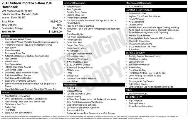 used 2018 Subaru Impreza car, priced at $14,277