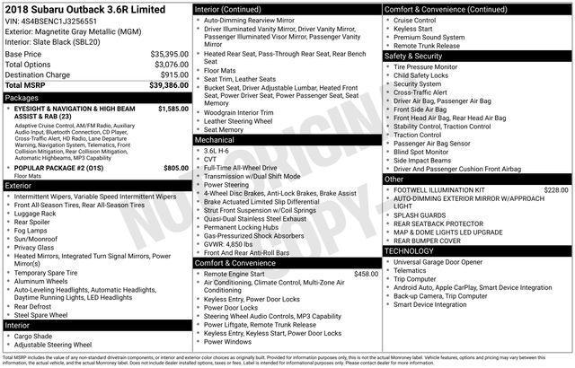 used 2018 Subaru Outback car, priced at $14,962