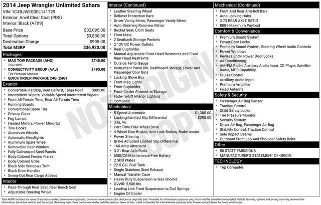 used 2014 Jeep Wrangler Unlimited car, priced at $15,300