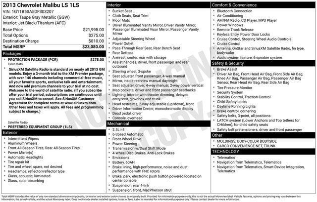 used 2013 Chevrolet Malibu car, priced at $10,500