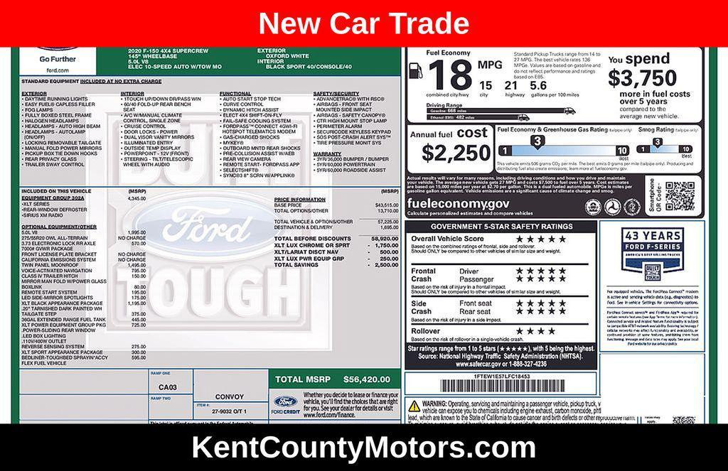 used 2020 Ford F-150 car, priced at $31,500