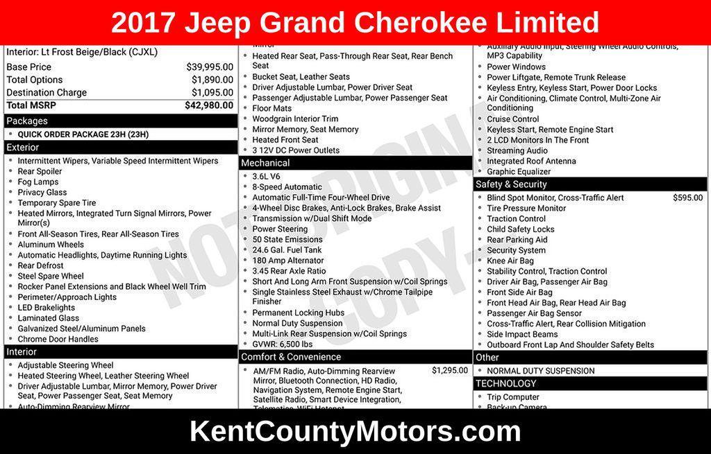 used 2017 Jeep Grand Cherokee car, priced at $15,000