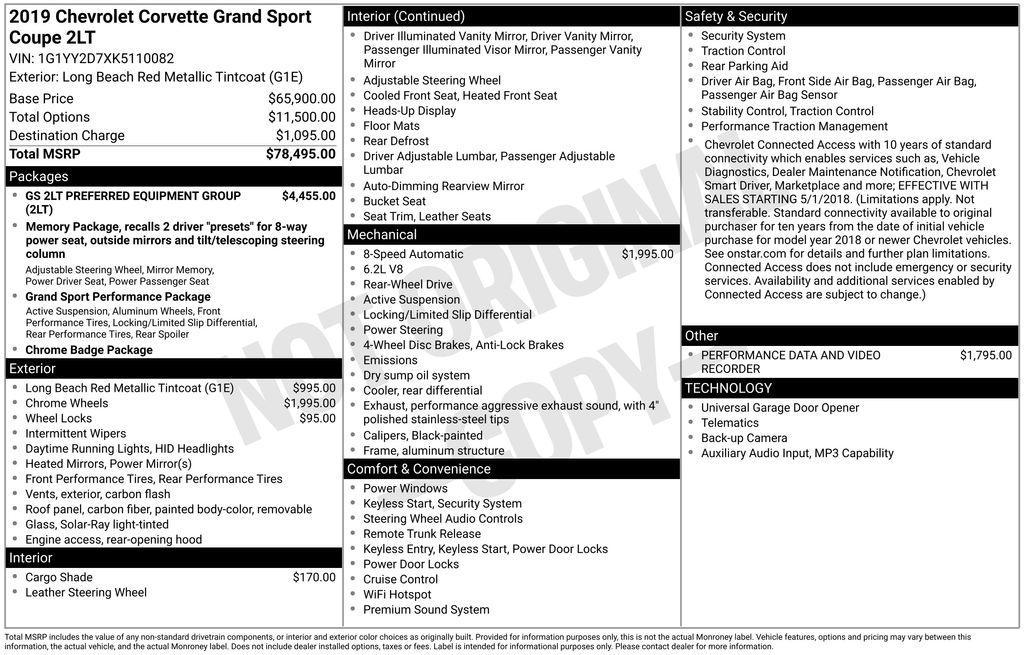 used 2019 Chevrolet Corvette car, priced at $65,000