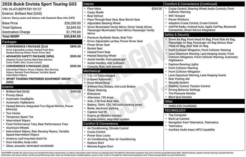 used 2026 Buick Envista car, priced at $27,000