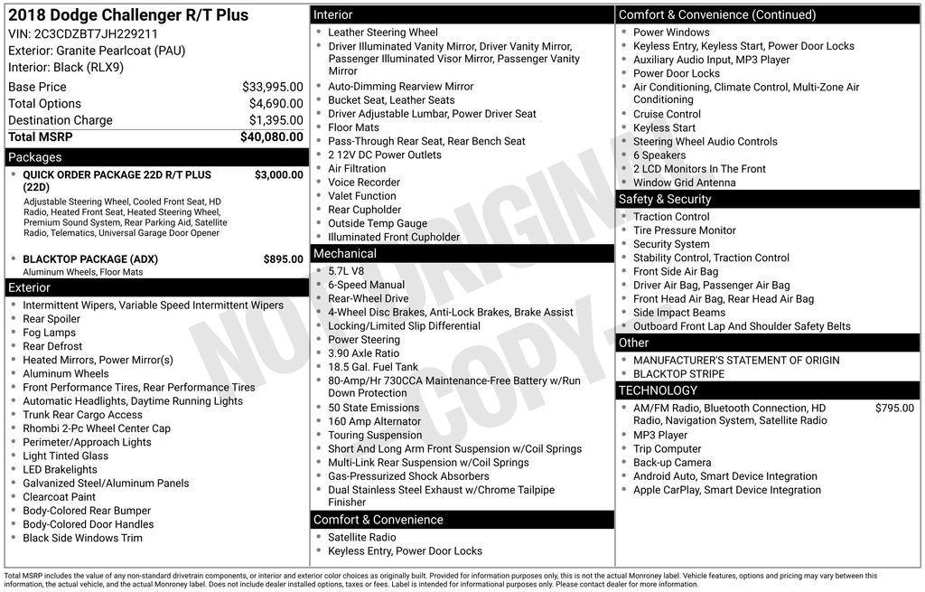 used 2018 Dodge Challenger car, priced at $21,000