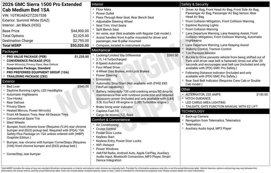 new 2026 GMC Sierra 1500 car, priced at $39,520