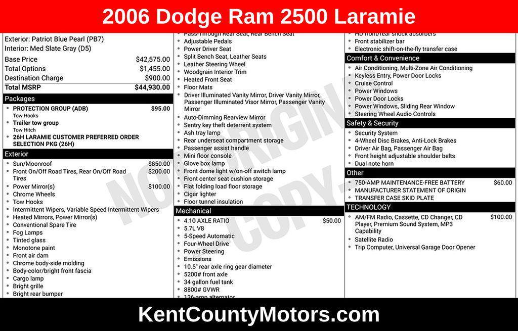 used 2006 Dodge Ram 2500 car, priced at $13,550