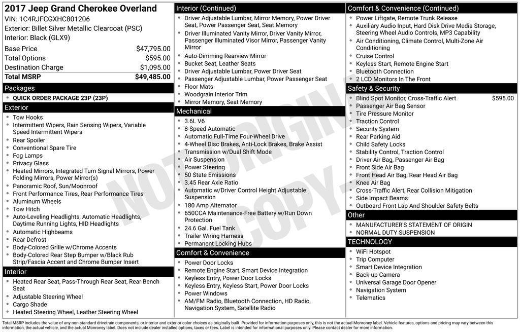 used 2017 Jeep Grand Cherokee car, priced at $18,800