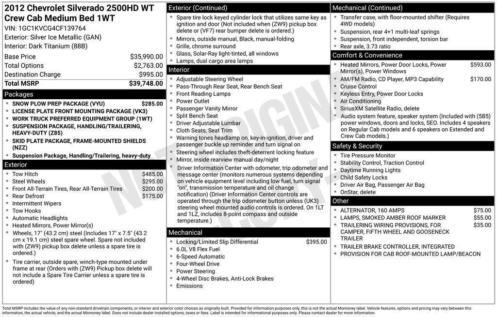 used 2012 Chevrolet Silverado 2500 car, priced at $10,000