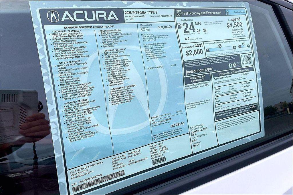 new 2026 Acura Integra car, priced at $55,295
