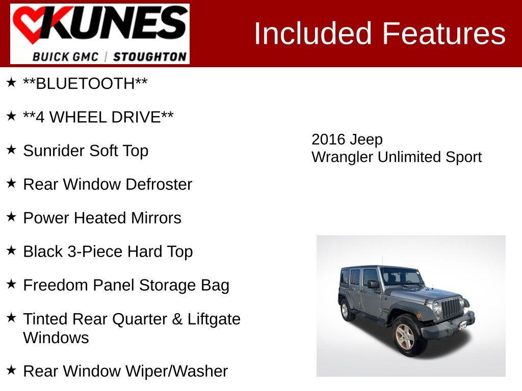 used 2016 Jeep Wrangler Unlimited car, priced at $16,977