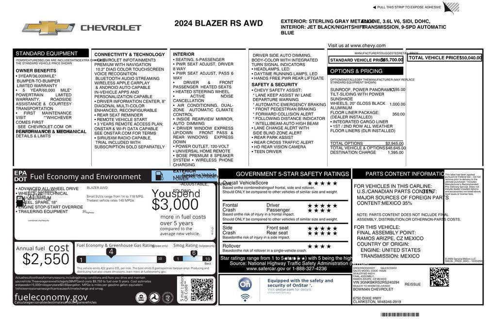 used 2024 Chevrolet Blazer car, priced at $36,159
