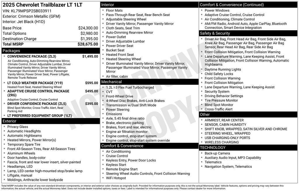 used 2025 Chevrolet TrailBlazer car, priced at $22,250