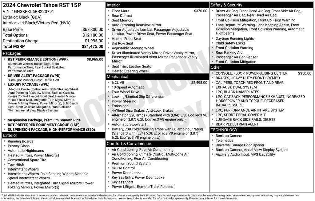 used 2024 Chevrolet Tahoe car, priced at $62,940