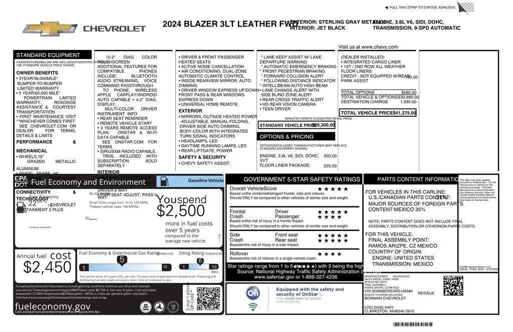used 2024 Chevrolet Blazer car, priced at $28,000