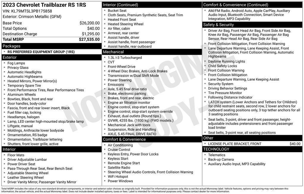 used 2023 Chevrolet TrailBlazer car, priced at $22,878