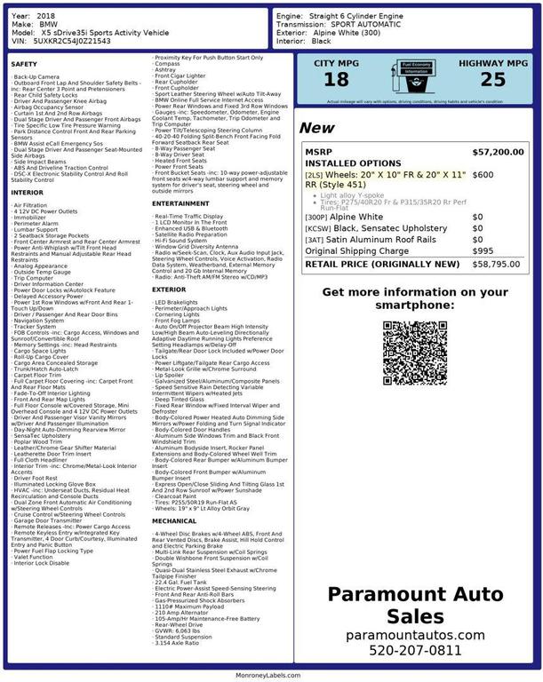 used 2018 BMW X5 car, priced at $16,990