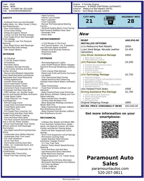 used 2016 BMW X3 car, priced at $9,990