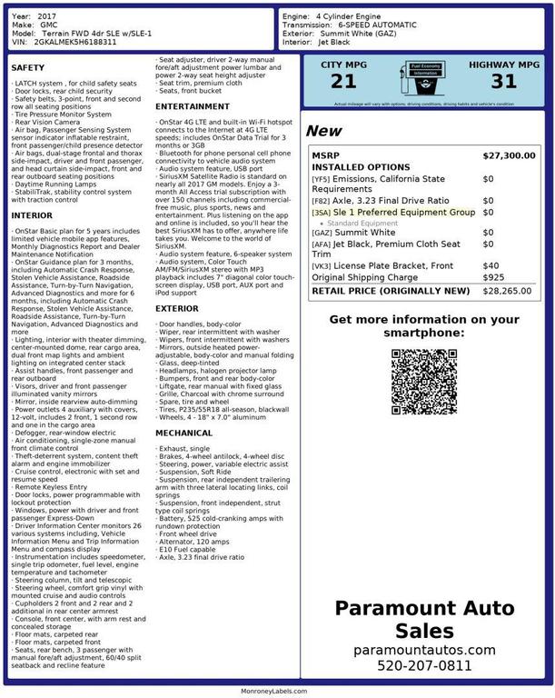 used 2017 GMC Terrain car, priced at $10,990