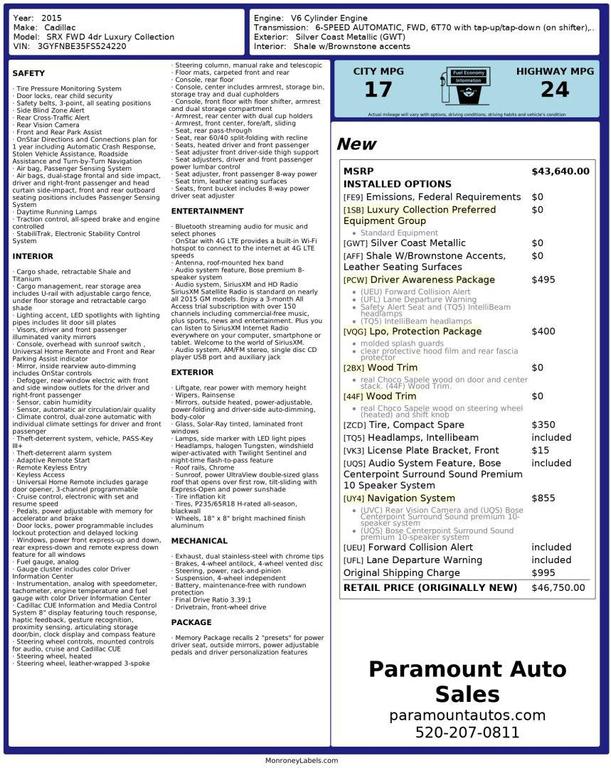 used 2015 Cadillac SRX car, priced at $9,990