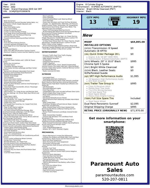 used 2015 Jeep Grand Cherokee car, priced at $31,990