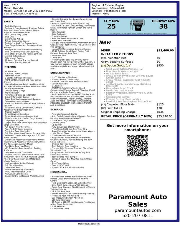 used 2016 Hyundai Sonata car, priced at $8,990