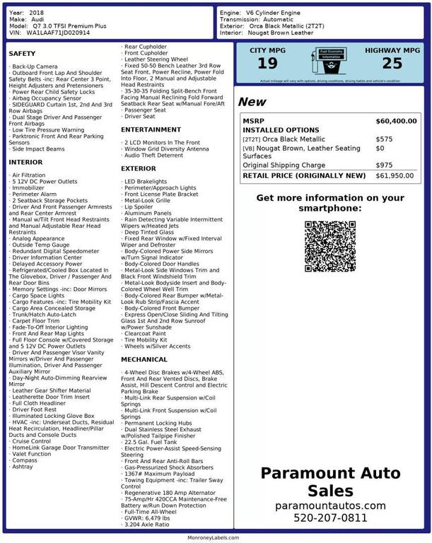 used 2018 Audi Q7 car, priced at $19,990