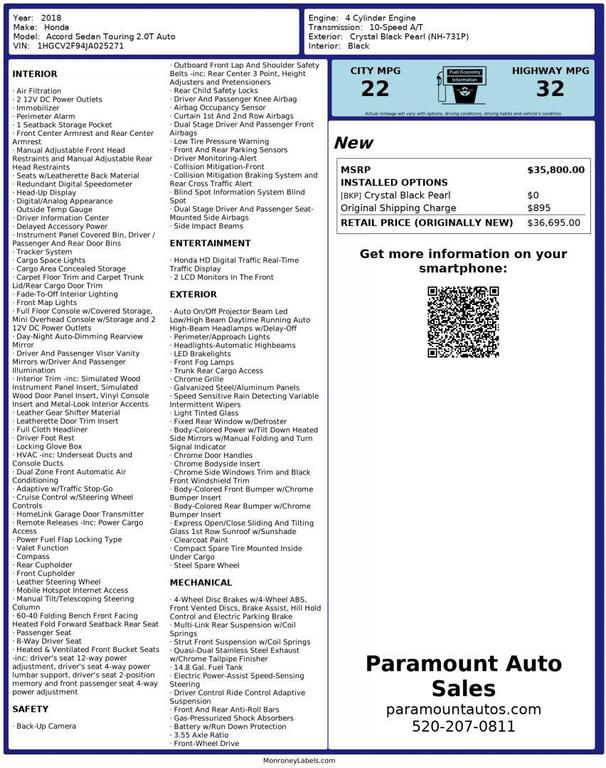 used 2018 Honda Accord car, priced at $18,990