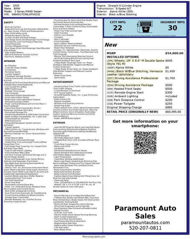 used 2020 BMW M340 car, priced at $31,990