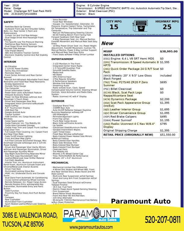 used 2018 Dodge Challenger car, priced at $27,990