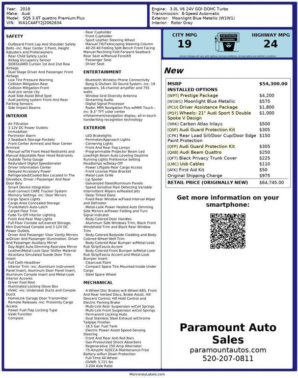 used 2018 Audi SQ5 car, priced at $21,990