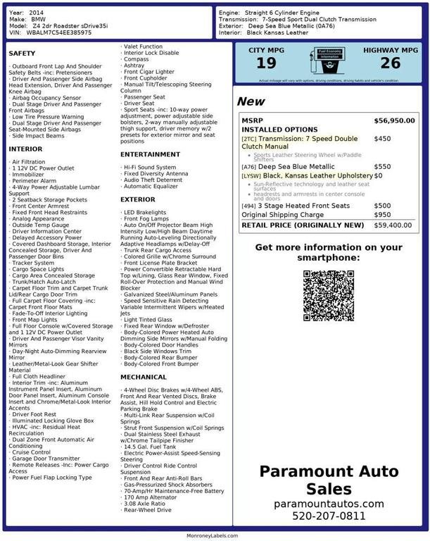 used 2014 BMW Z4 car, priced at $19,990