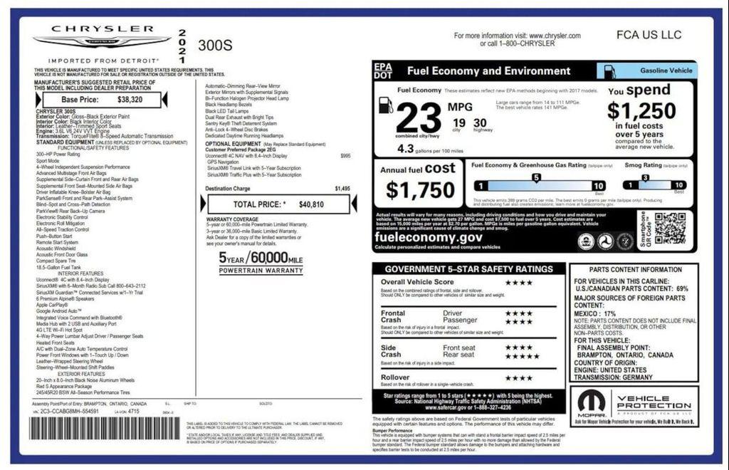 used 2021 Chrysler 300 car, priced at $20,990
