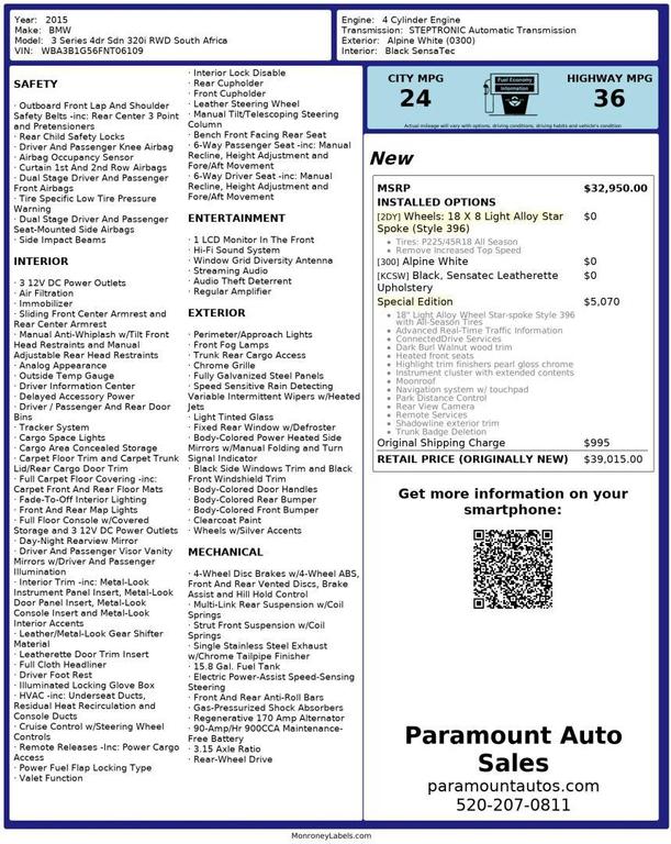 used 2015 BMW 320 car, priced at $9,990