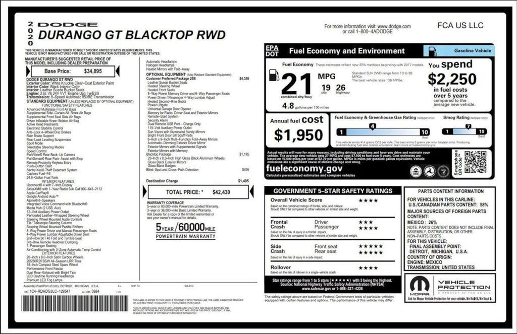 used 2020 Dodge Durango car, priced at $19,990