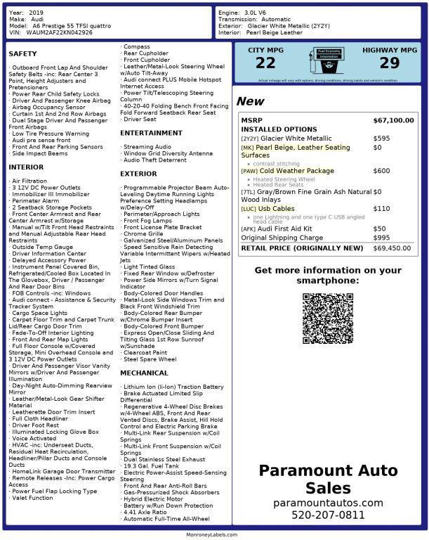 used 2019 Audi A6 car, priced at $27,990