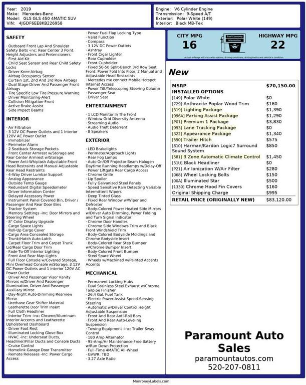 used 2019 Mercedes-Benz GLS 450 car, priced at $24,990