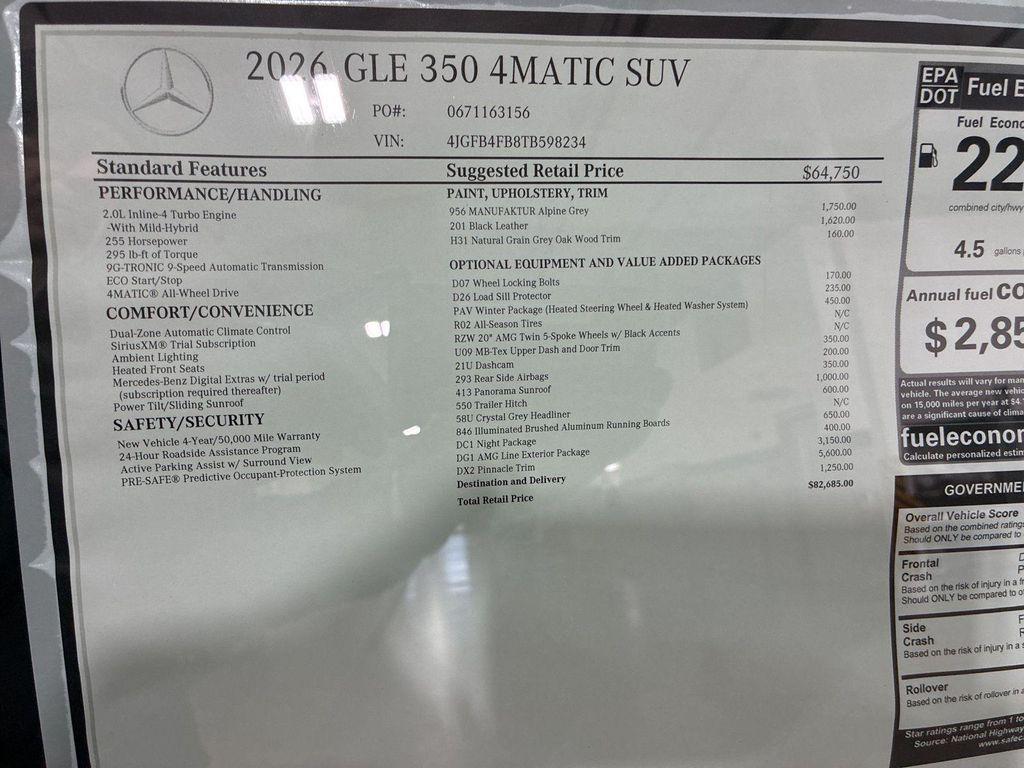 new 2026 Mercedes-Benz GLE 350 car, priced at $82,785