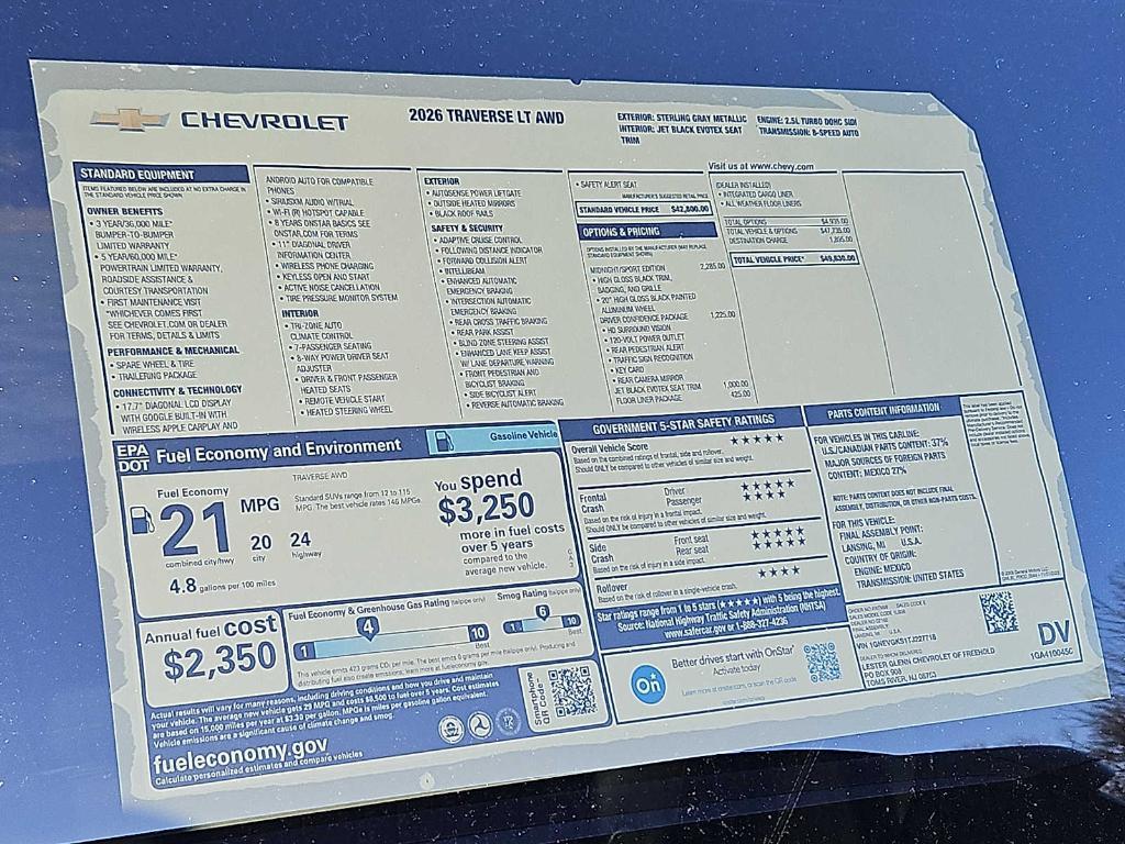 new 2026 Chevrolet Traverse car, priced at $46,942