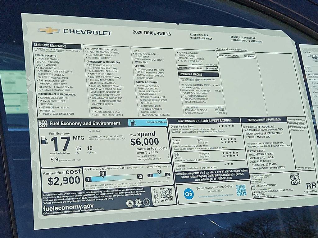 new 2026 Chevrolet Tahoe car, priced at $67,690