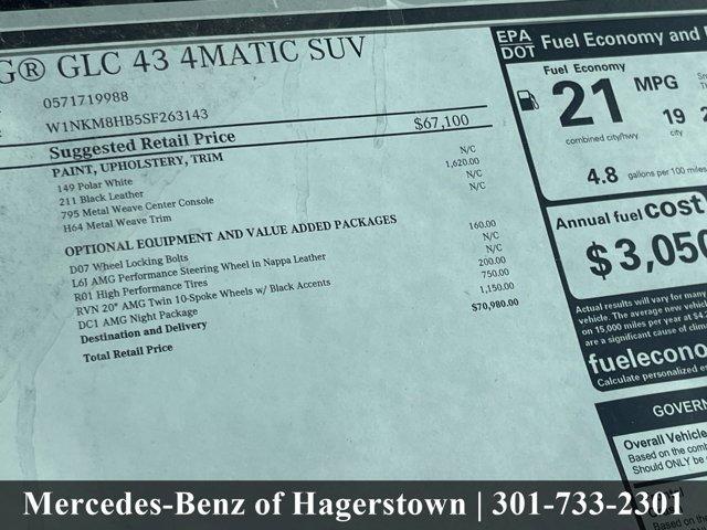 used 2025 Mercedes-Benz AMG GLC 43 car, priced at $63,988
